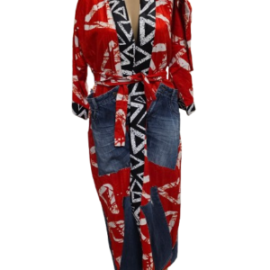 Eco-Chic Ankara & Denim Fusion Kimono