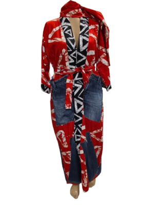 Eco-Chic Ankara & Denim Fusion Kimono