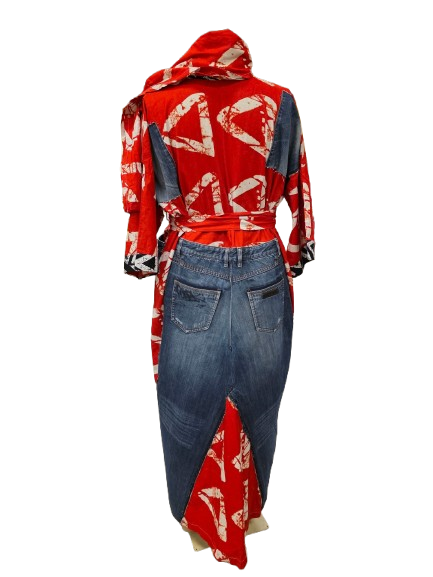 Eco-Chic Ankara & Denim Fusion Kimono